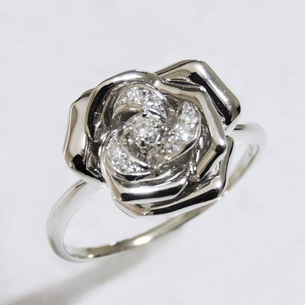 ダイヤモンド リング pt900 プラチナ 0.07ct 指輪 薔薇 フラワーモチーフ レディース ダイヤ 保証書付 送料無料 プレゼント ギフト ご褒美 自分買い puの画像