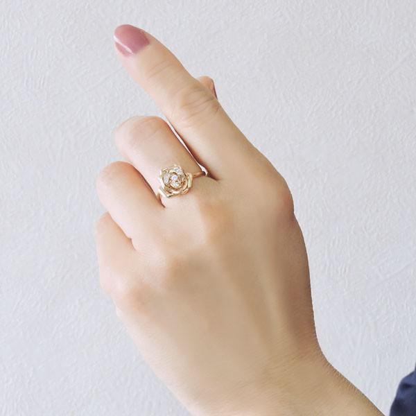 ダイヤモンド リング k18 ピンクゴールド 0.07ct 指輪 薔薇 フラワーモチーフ レディース ダイヤ 保証書付 送料無料 プレゼント ギフト ご褒美 自分買い puの画像