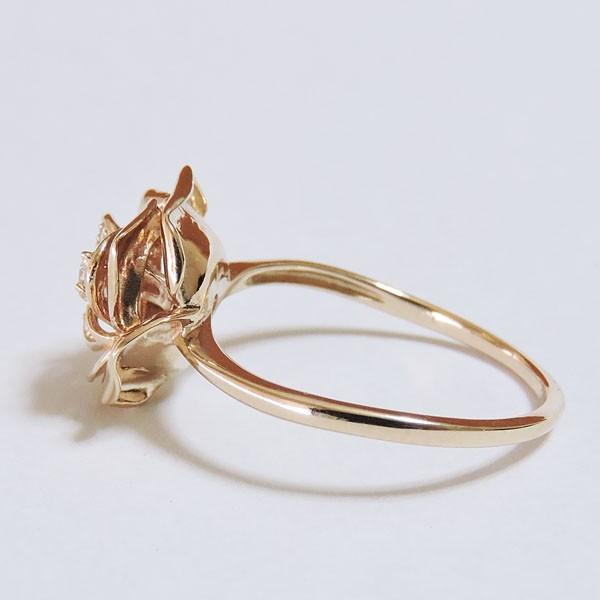 ダイヤモンド リング k18 ピンクゴールド 0.07ct 指輪 薔薇 フラワーモチーフ レディース ダイヤ 保証書付 送料無料 プレゼント ギフト ご褒美 自分買い puの画像