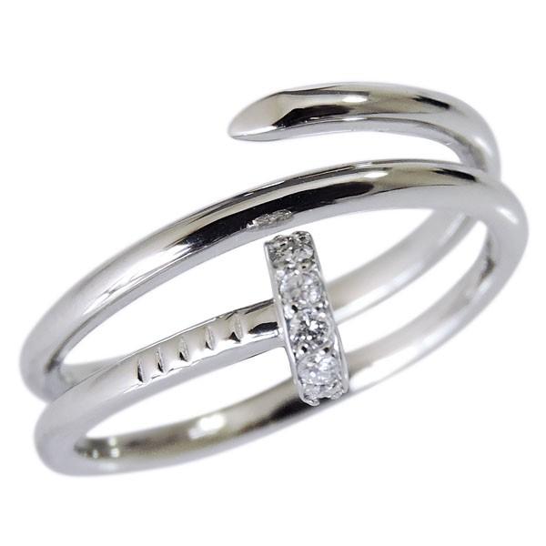 ダイヤモンド リング k18 ホワイトゴールド クリア 0.06ct 釘 くぎ