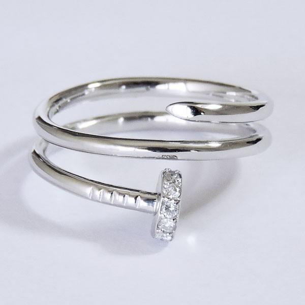 ダイヤモンド リング k18 ホワイトゴールド クリア 0.06ct 釘 くぎ