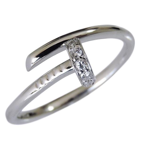 ダイヤモンド リング k18 ホワイトゴールド クリア 0.06ct 釘 くぎ