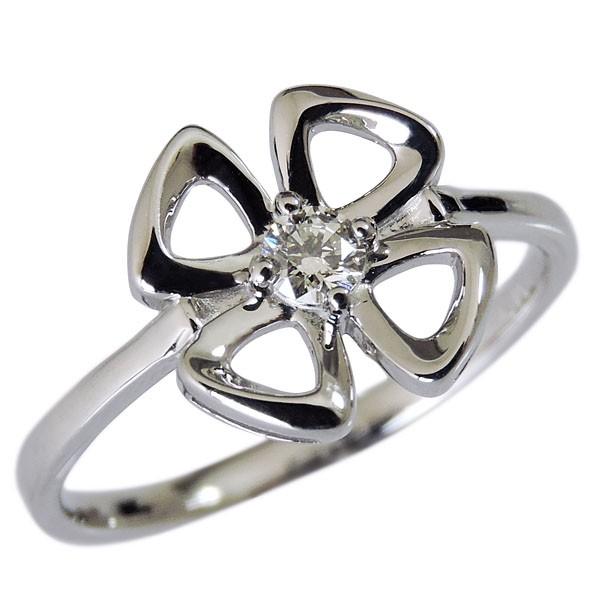 ダイヤモンド リング pt900 プラチナ クリア 0.10ct 花 フラワー 