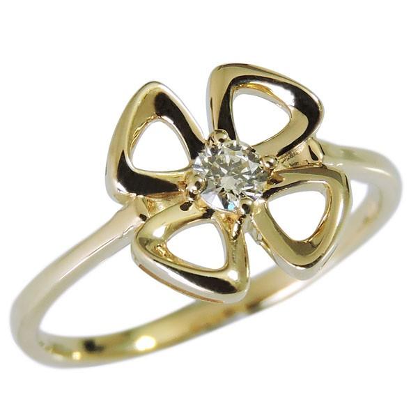 k18 ダイヤリングフラワークローバー