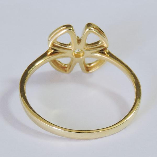 ダイヤモンド リング k18 イエローゴールド 花 フラワー リボン