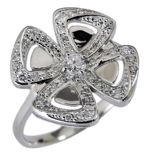 ダイヤモンド リング pt900 プラチナ クリア 0.30ct フラワー 花