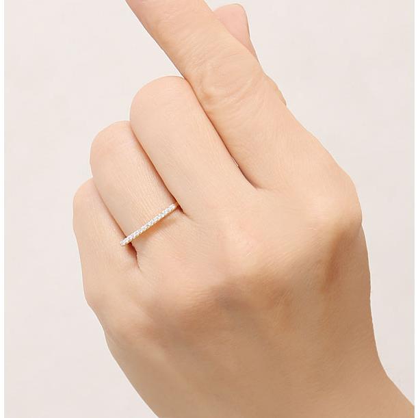 ダイヤモンドリング バー リング 横ライン k18 イエロー ゴールド 18金