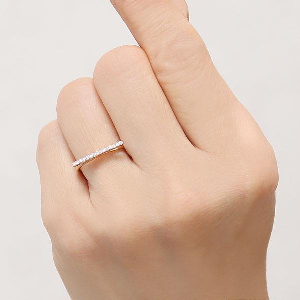 ダイヤモンドリング バー リング 横ライン k18 ピンクゴールド 18金 0.10ct 可愛い おしゃれ レディース ダイヤ 保証書付 プレゼント ギフト 自分買い puの画像