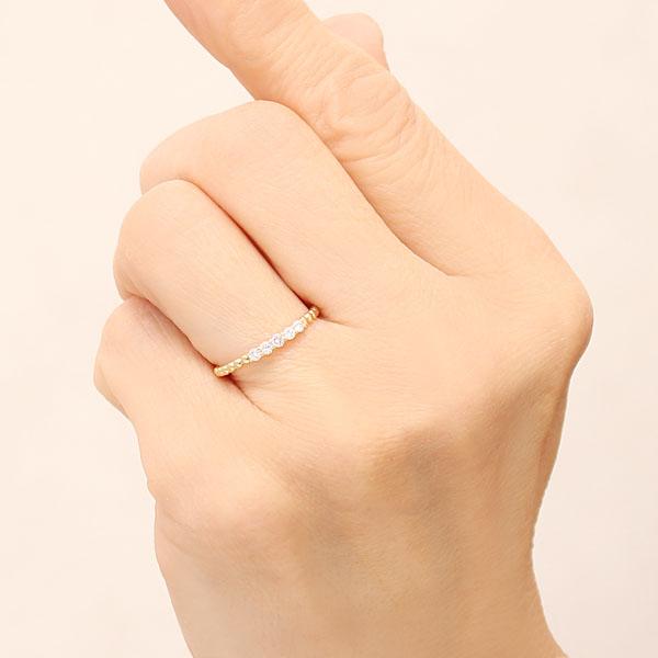 ボールライン デザインリング k18 イエローゴールド ダイヤモンドリング リング 合計0.15ct レディース ダイヤ 保証書付 プレゼント ギフト 自分買い puの画像