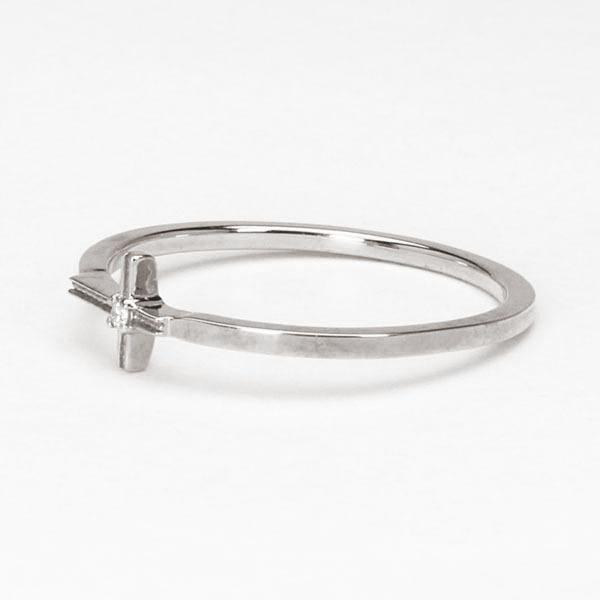 ホワイトゴールド 指輪 ピンキーリング ダイヤモンド クロスリング