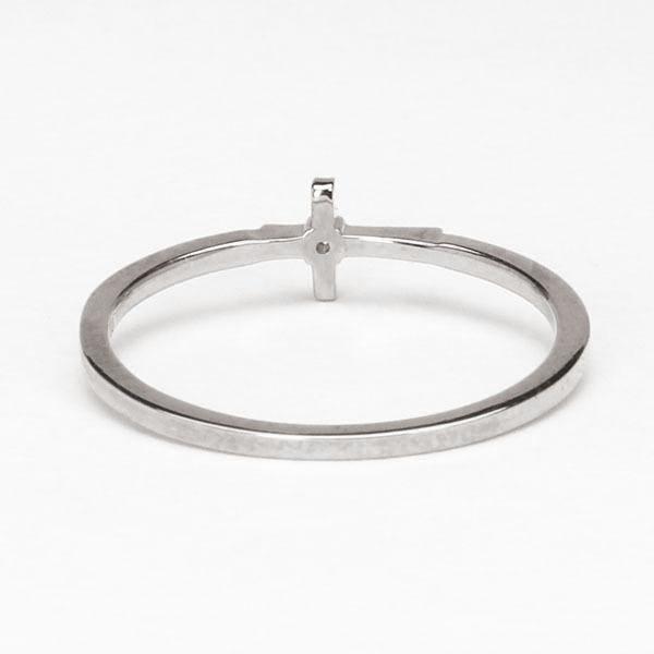 ホワイトゴールド 指輪 ピンキーリング ダイヤモンド クロスリング