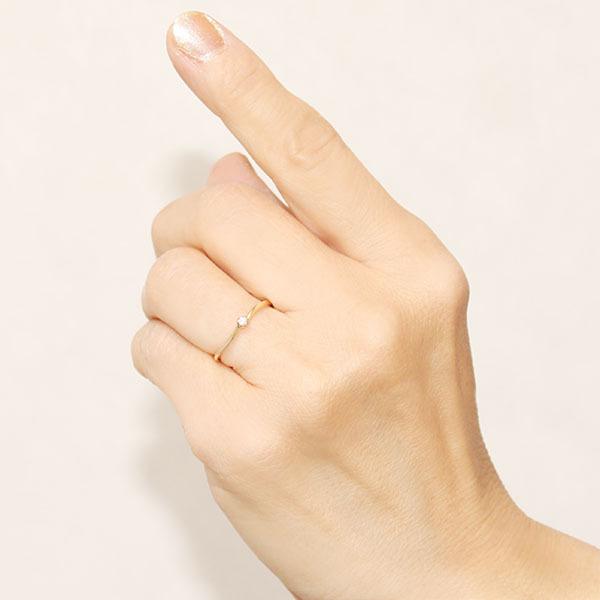 イエローゴールド 指輪 リング ピンキーリング ダイヤモンド