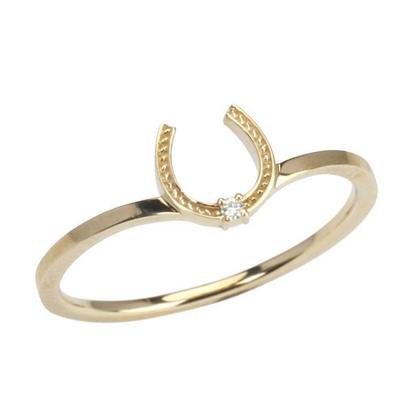 イエローゴールド 指輪 ピンキーリング ダイヤモンド レディース k18