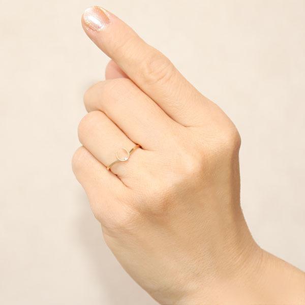 イエローゴールド 指輪 ピンキーリング ダイヤモンド レディース k18