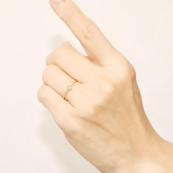 イエローゴールド 指輪 ダイヤモンド ピンキーリング レディース k18 18k 18金 ダイヤ 婚約指輪 送料無料 カジュアル プレゼント ギフト ご褒美 自分買い puの画像