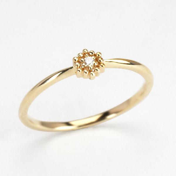 イエローゴールド 指輪 ダイヤモンド ピンキーリング レディース k18 18k 18金 ダイヤ 婚約指輪 送料無料 カジュアル プレゼント ギフト ご褒美 自分買い puの画像