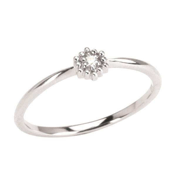 ホワイトゴールド 指輪 ダイヤモンド ピンキーリング レディース k10