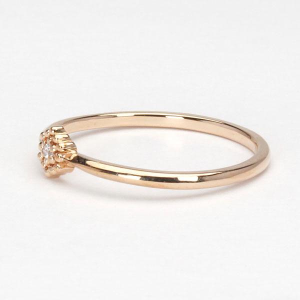 ピンクゴールド 指輪 ピンキーリング ダイヤモンド レディース k18 18k 18金 ダイヤ 婚約指輪 送料無料 カジュアル プレゼント ギフト ご褒美 自分買い puの画像