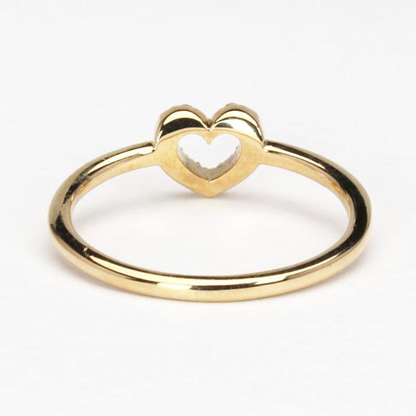 【在庫セール】K18 ゴールド ハート型リング ダイヤモンド　ピンキー イエローゴールド 指輪 ハートリング ピンキーリング ダイヤモンド