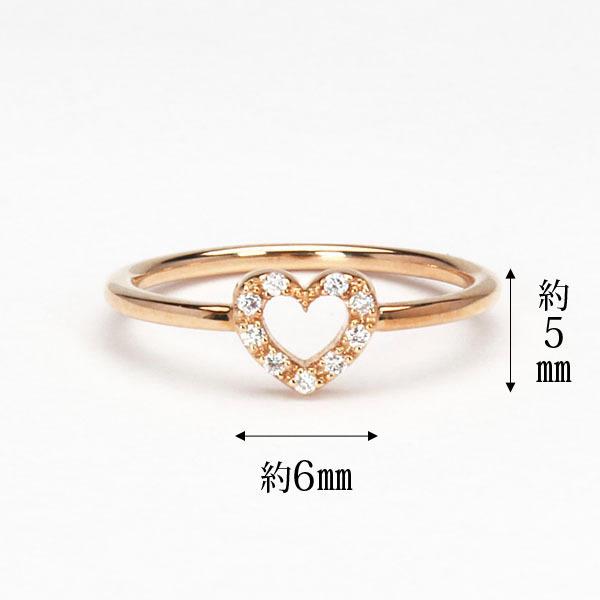 ピンクゴールド 指輪 ハートリング ピンキーリング ダイヤモンド