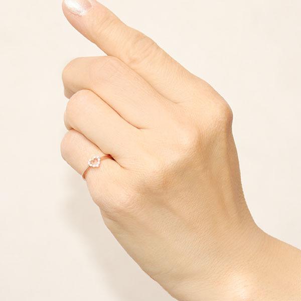 10Kゴールド リング ダイヤ ハート 指輪　① ピンクゴールド 指輪 ハートリング ピンキーリング ダイヤモンド