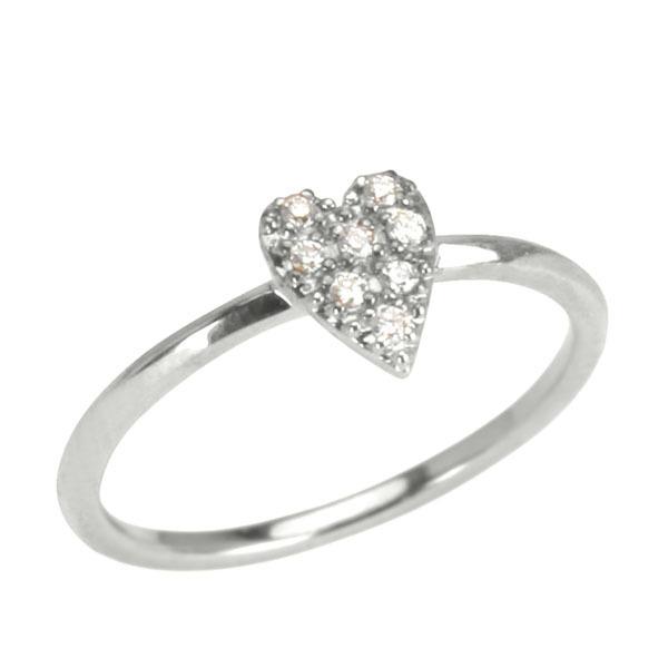 ホワイトゴールド 指輪 ハートリング ピンキーリング ダイヤモンド