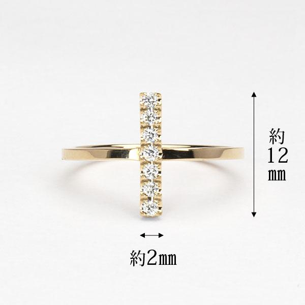 イエローゴールド 指輪 ダイヤモンド リング レディース バー