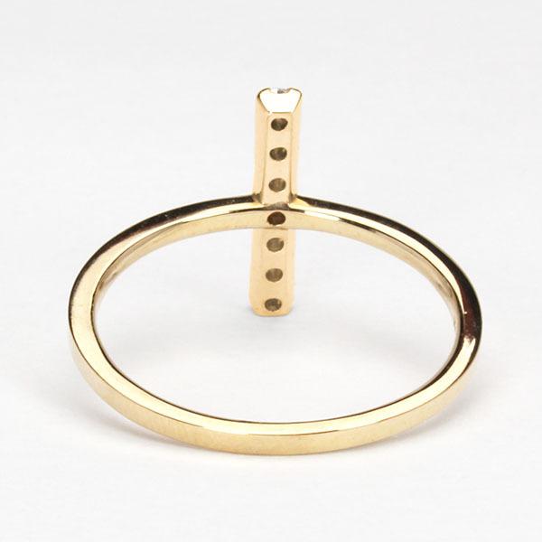 イエローゴールド 指輪 ダイヤモンド リング レディース バー