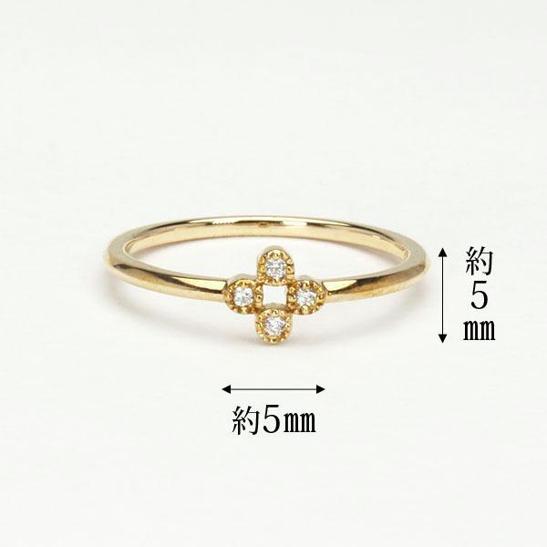 イエローゴールド 指輪 ピンキーリング ダイヤモンド リング レディース k18 18k 18金 ダイヤ 婚約指輪 花 送料無料 プレゼント ギフト ご褒美 自分買い puの画像