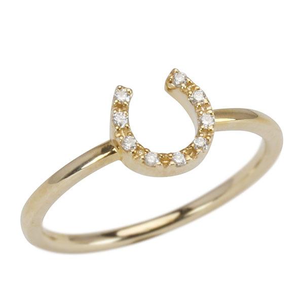 【美品】エテ★K10★ダイヤ★ホースシュー★リング K10YG ダイヤモンド ホースシュー リング（721187） ｜ women