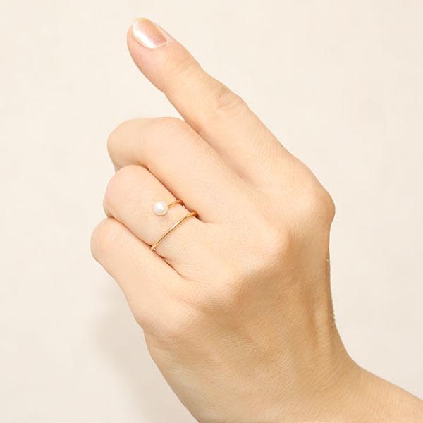 イエローゴールド 指輪 真珠 パール リング ピンキーリング k10