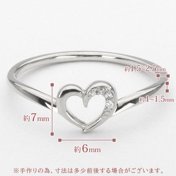ダイヤモンド リング ハートリング ダイヤリング ハート ダイヤ k18 18k 18金 ホワイトゴールド レディース 送料無料 4月誕生石 プレゼント 自分買い puの画像
