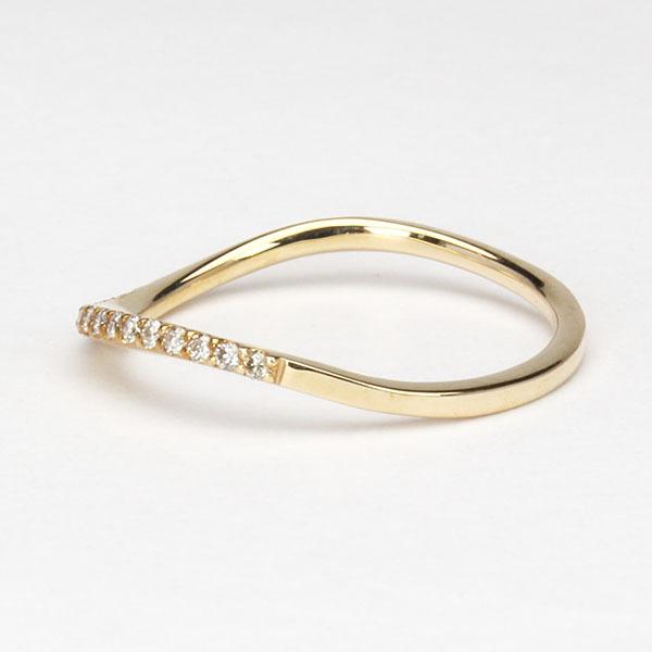 イエローゴールド 指輪 ピンキーリング ダイヤモンド レディース k18