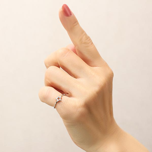 ダイヤモンド リング プラチナ pt900 ダイヤ ピンキー 星 スター 送料