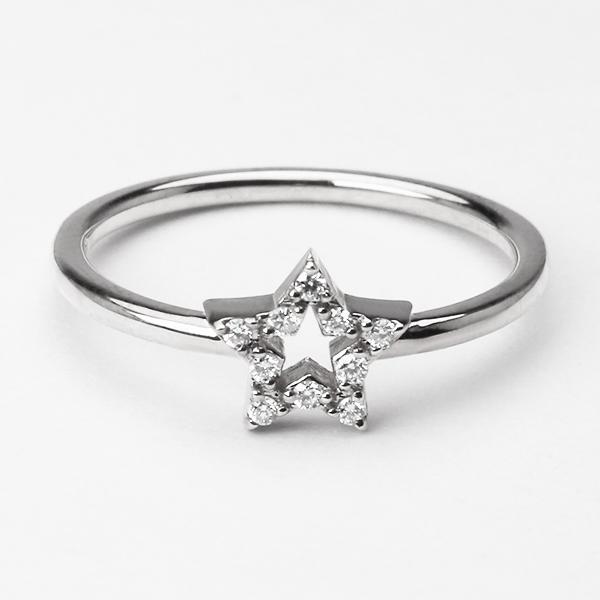 ダイヤモンド リング プラチナ pt900 ダイヤ ピンキー 星 スター 送料