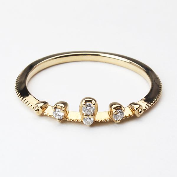 ダイヤモンド リング 18金 k18 18k イエローゴールド ダイヤ ティアラ