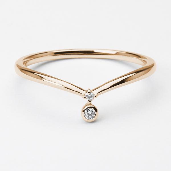 ダイヤモンド リング 10金 k10 10k ピンクゴールド V字 ダイヤ