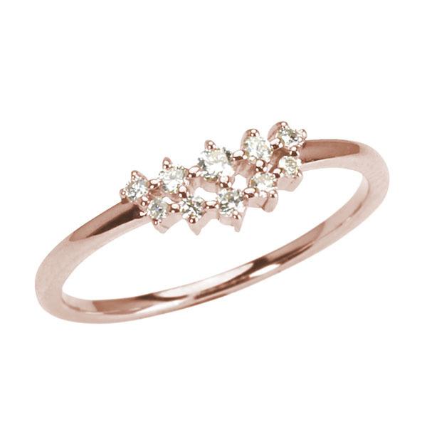 ピンクゴールド 指輪 ピンキーリング ダイヤモンド レディース k18 18k