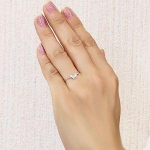 agete★K10★0.05ctダイヤモンドピンキーリング5号★バタフライ 蝶 ピンキーリング チェーンリング ダイヤモンドリング ダイヤモンド