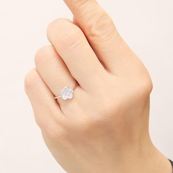 ダイヤモンド リング ホワイトゴールド ダイヤ ダイヤモンド k18 フラワーモチーフ 花 指輪 diamond DIAMOND レディース プレゼント ギフト 自分買い puの画像