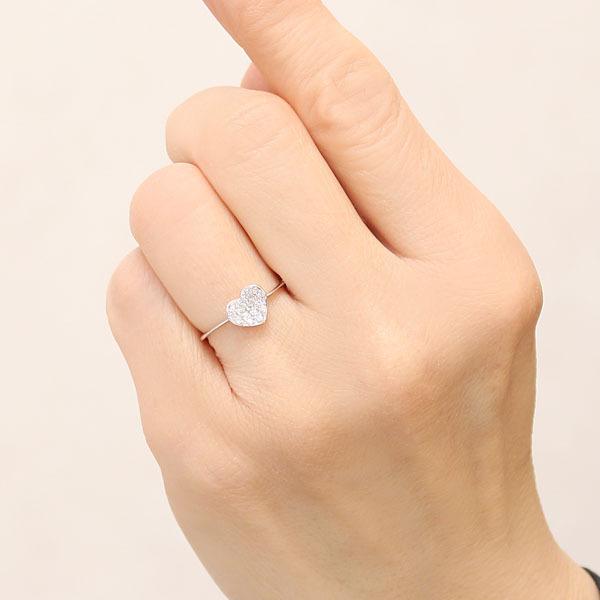 ダイヤモンドリング リング ホワイトゴールド ダイヤ ダイヤモンド k18 ハートモチーフ 指輪 diamond DIAMOND レディース プレゼント ギフト 自分買い puの画像