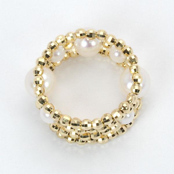 ヴィンテージ 18K パール 真珠 リング ゴールド 13号 リーフ リング 指輪 13号 18金 K18ゴールド 淡水パール