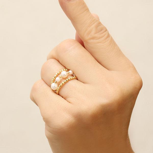 リング 指輪 フリーサイズ パール 真珠 k18 k18 18金 イエローゴールド 