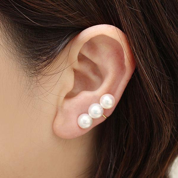 K18 アコヤ本真珠 イヤリング 5.5-6mm ネジバネ式 あこやパール 18金