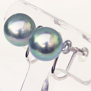 パールイヤリング あこや本真珠 グリーン系 8-8.5mm プラチナ シンプル 送料無料 ジュエリー 人気 プレゼント ギフト ご褒美 自分買い puの画像