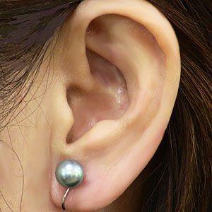 パールイヤリング あこや本真珠 グリーン系 8-8.5mm プラチナ シンプル 送料無料 ジュエリー 人気 プレゼント ギフト ご褒美 自分買い puの画像