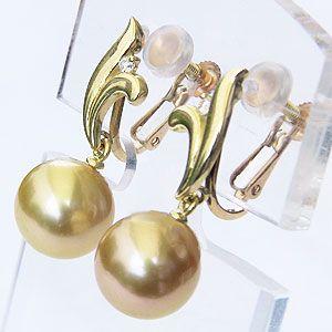 真珠 パール イヤリング ゴールデンパール 南洋白蝶真珠 ゴールド系