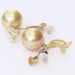 真珠 パール イヤリング ゴールデンパール 南洋白蝶真珠 ゴールド系