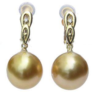 手数料安い ラッピング プレゼント 送料無料 真珠 バレンタイン ギフト プレゼント 記念日 送料無料 ダイヤモンド 18金 ゴールド K18 11mm ゴールド系 南洋白蝶真珠 ゴールデンパール イヤリング パール レディースアクセサリー Smssvg Org