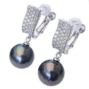 タヒチ黒蝶真珠 黒真珠 ブラックパール 真珠 パール イヤリング 10mm